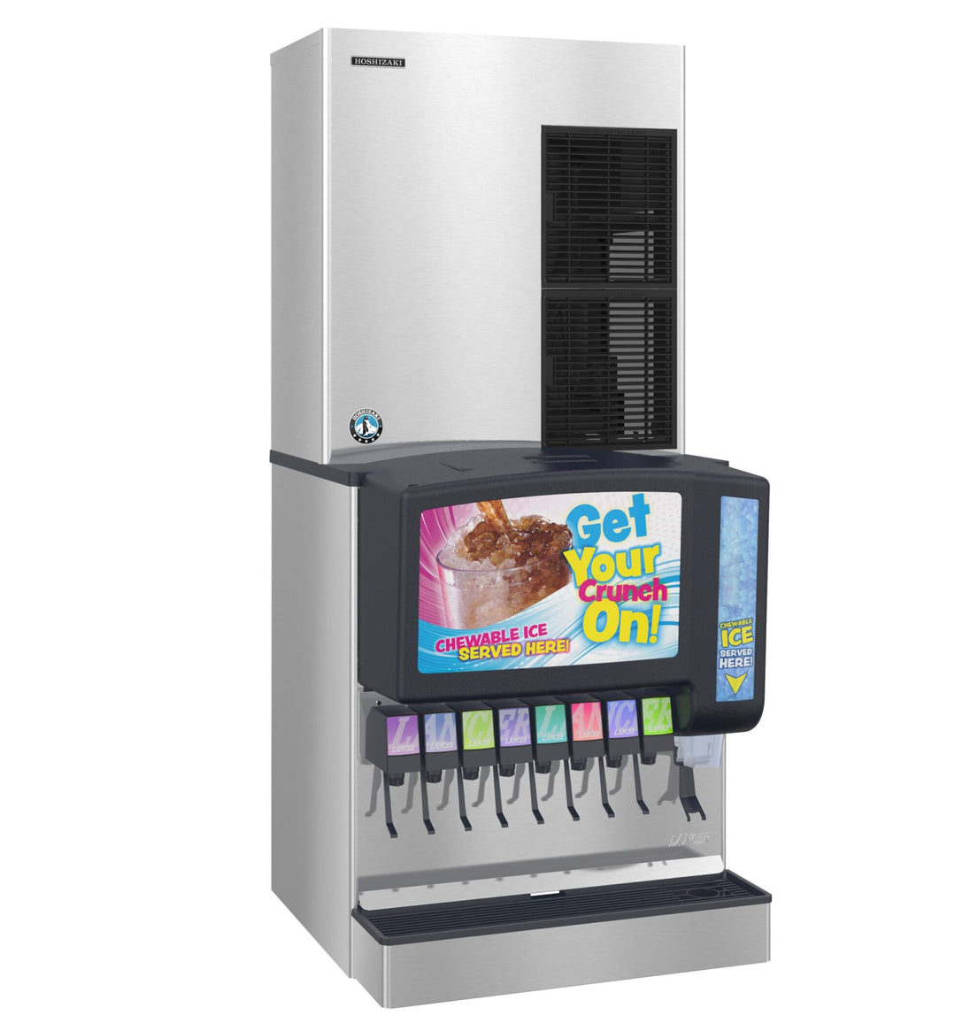Hoshizaki FS-1501MLJ-C cubelet ice machine on a Sensation 30 dispenser
