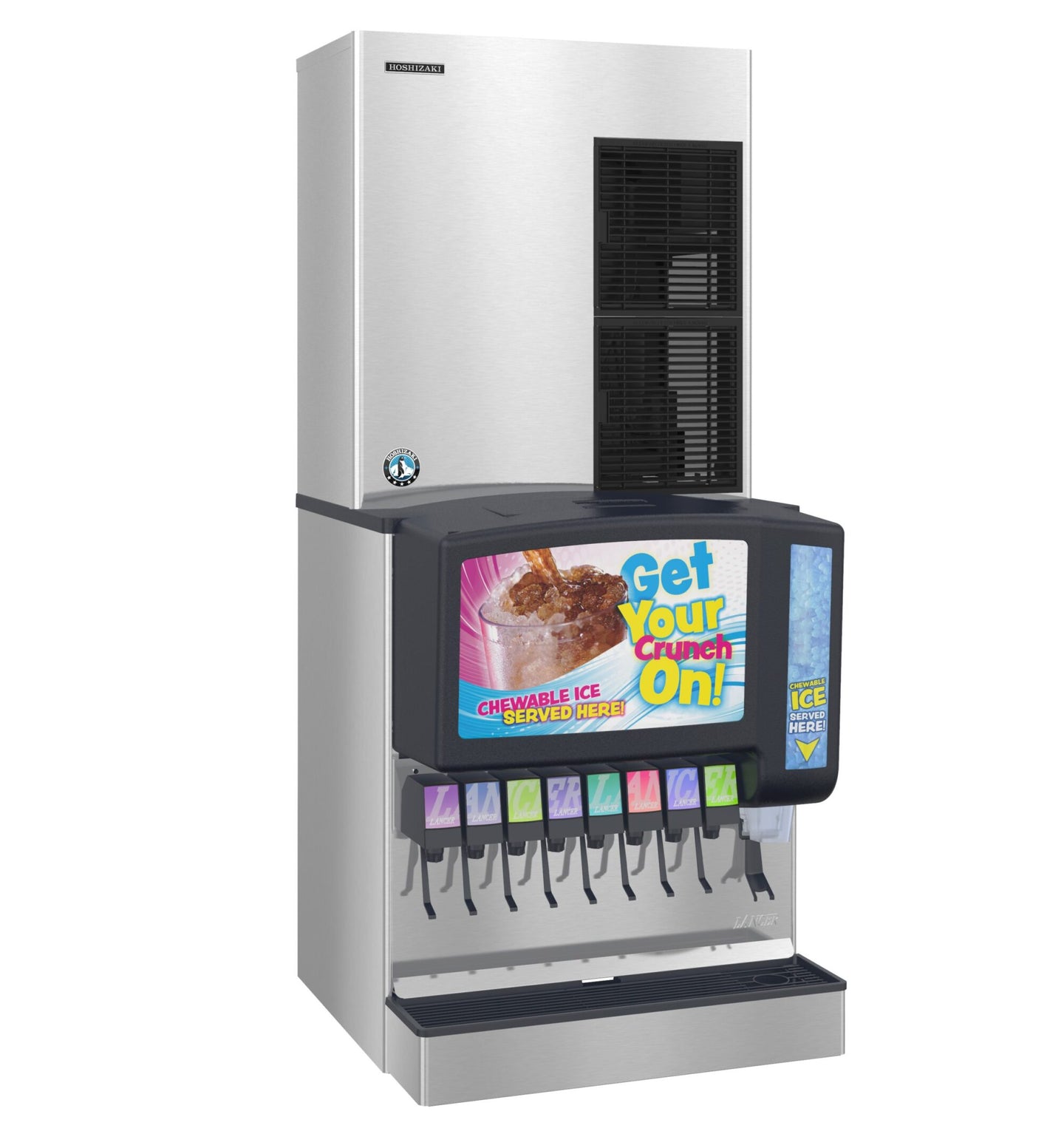 Hoshizaki FS-1501MLJ-C cubelet ice machine on a Sensation 30 dispenser