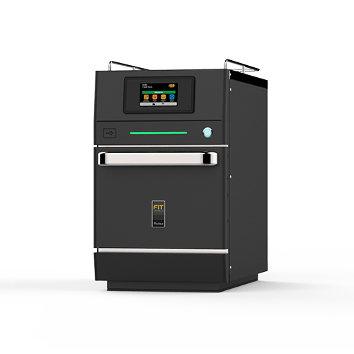 Pratica Fit Express speed oven in black, angled view
