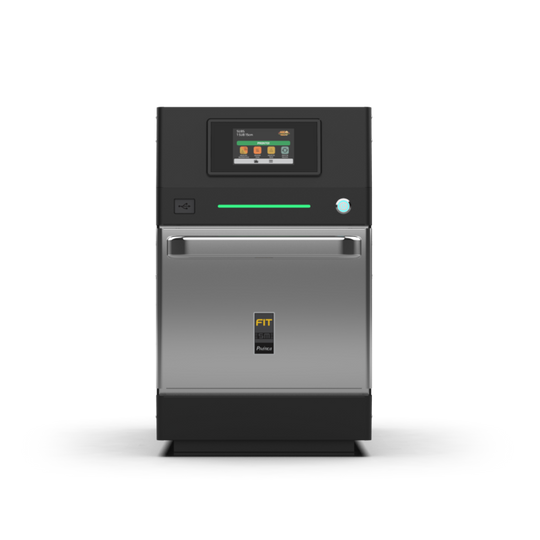 Pratica Fit SM ventless high-speed oven, silver stainless steel, front view
