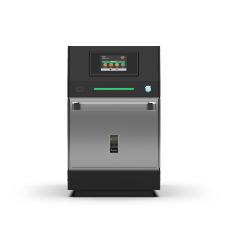 Pratica Fit SM ventless high-speed oven, silver stainless steel, front view