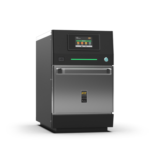 Pratica Fit SM speed oven, stainless steel, angled side view