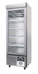 Migali Industries G-1MRG-HC Medical-Grade Refrigerator 11.1 Cu. Ft. - midsize single glass door upright with wire shelves, front quarter view