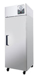 Migali Industries G-1R-HC Medical-Grade Refrigerator 21.4 Cu. Ft. - single solid door upright, stainless steel, front quarter view
