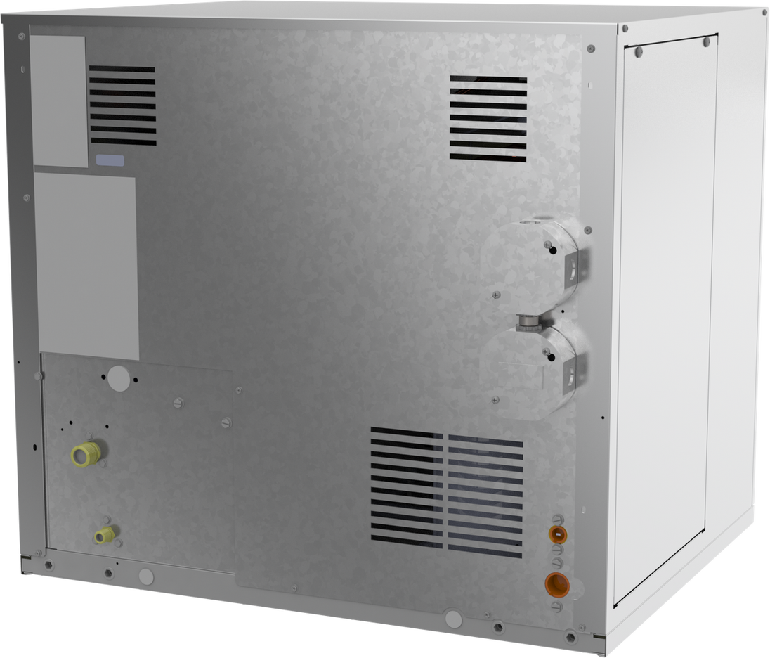 Ice-O-Matic GEMU09090 self-contained undercounter Pearl ice machine, rear angle view