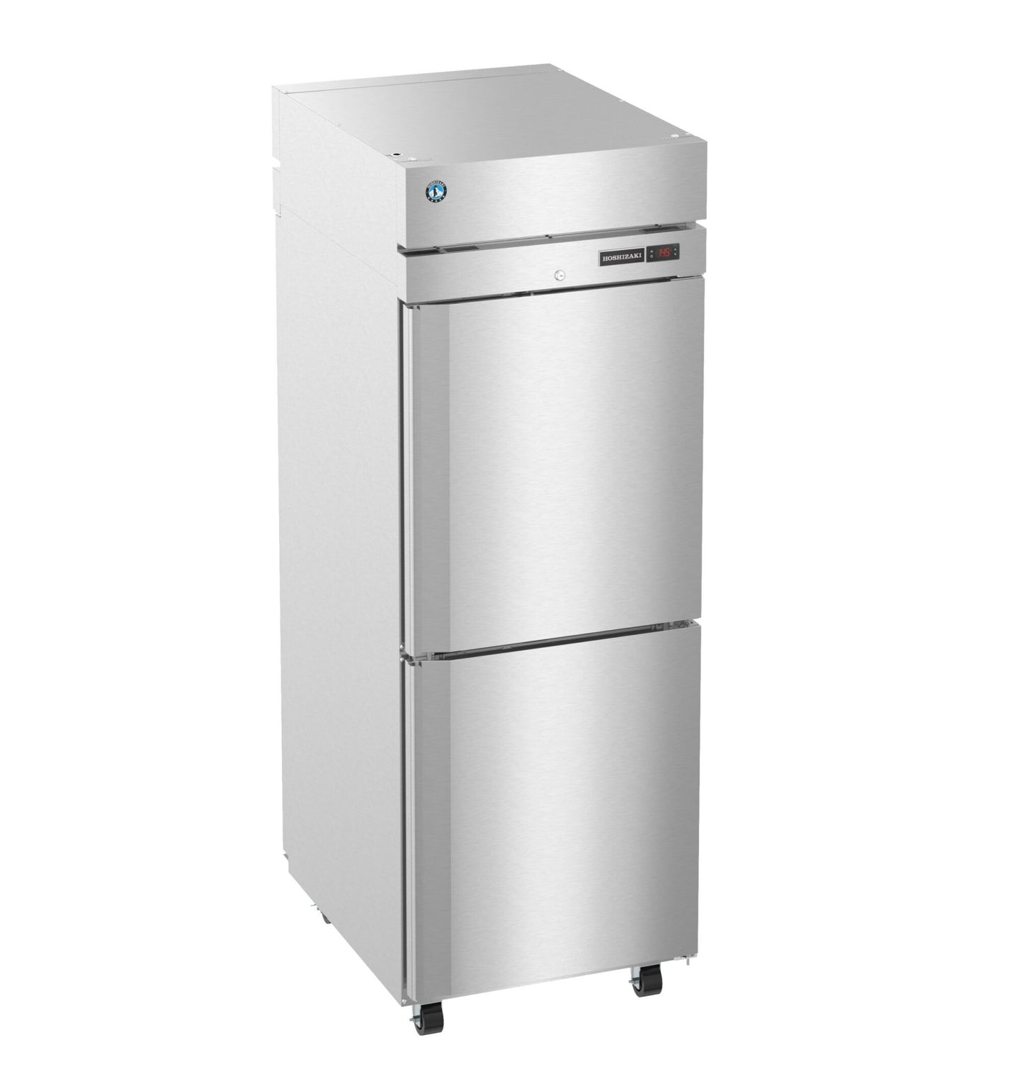 Hoshizaki HC1A-HS-HS pass-thru heated holding cabinet angled view showing half door configuration