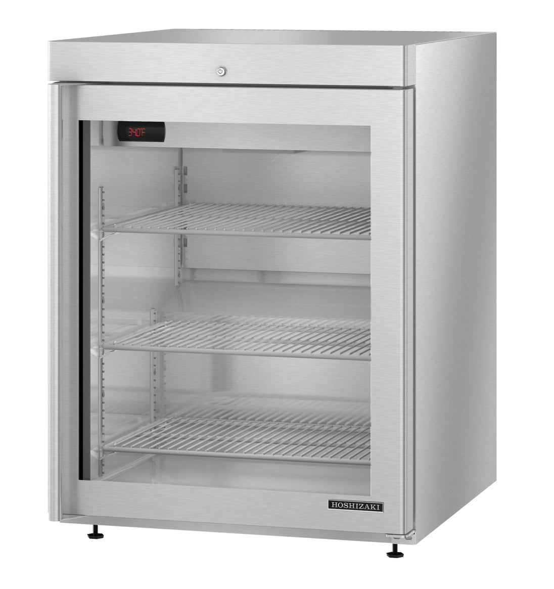 Hoshizaki HR24C-G 24 inch undercounter glass door refrigerator, left view