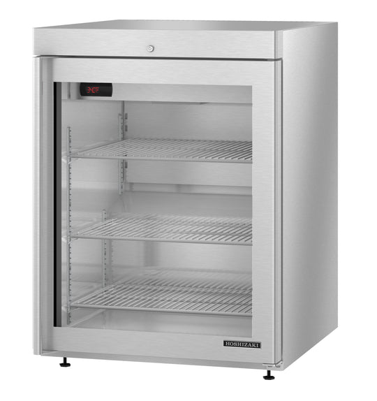 Hoshizaki HR24C-G 24 inch undercounter glass door refrigerator, left view