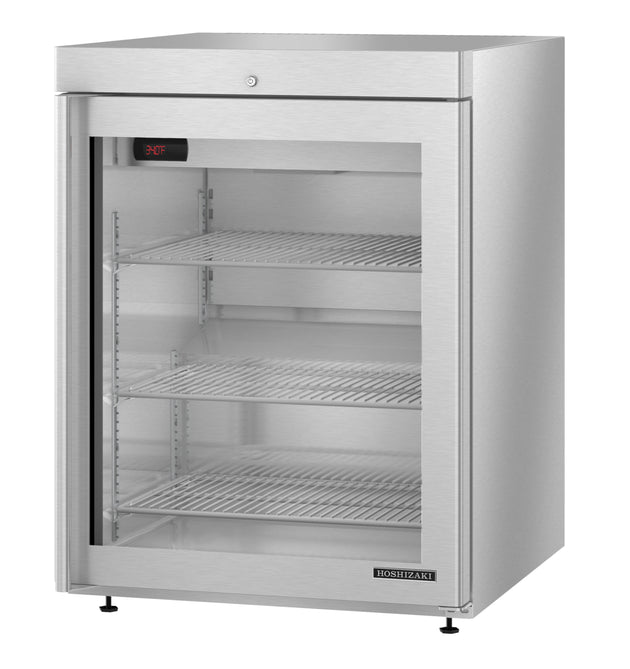 Hoshizaki HR24C-G 24 inch undercounter glass door refrigerator, left view