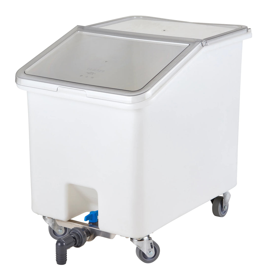 Cambro IBSD37148 37 gallon white slant top ingredient bin with drain