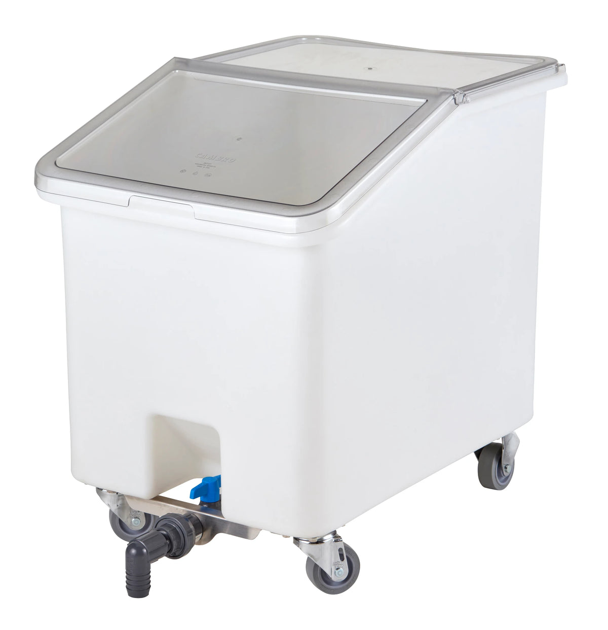 Cambro IBSD37148 37 gallon white slant top ingredient bin with drain