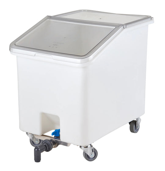 Cambro IBSD37148 37 gallon white slant top ingredient bin with drain