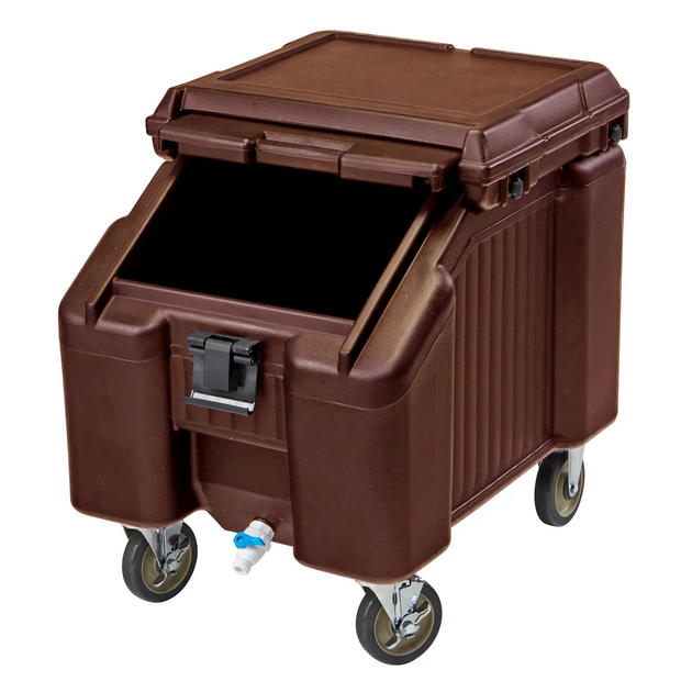 Cambro ICS100L4S131 100 lb SlidingLid ice caddy dark brown