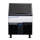 Dukers DIM-150 ice machine with bin door open showing ice storage