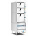 Dukers DCSC24 24 inch stainless steel gas steam cabinet, front view with three chamber doors closed