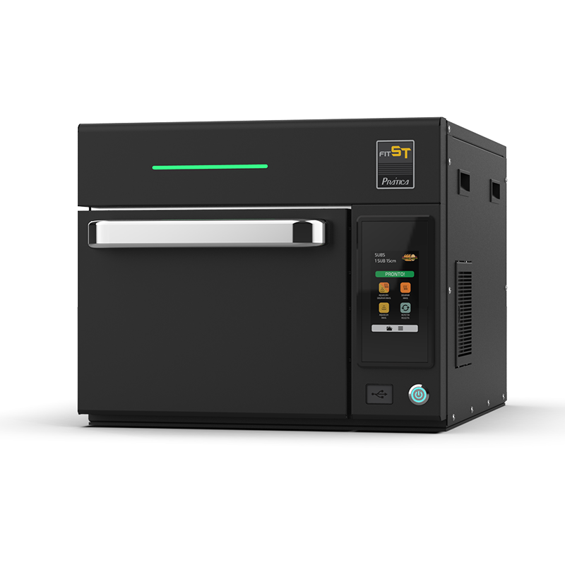Pratica Fit ST speed oven in black, left side view