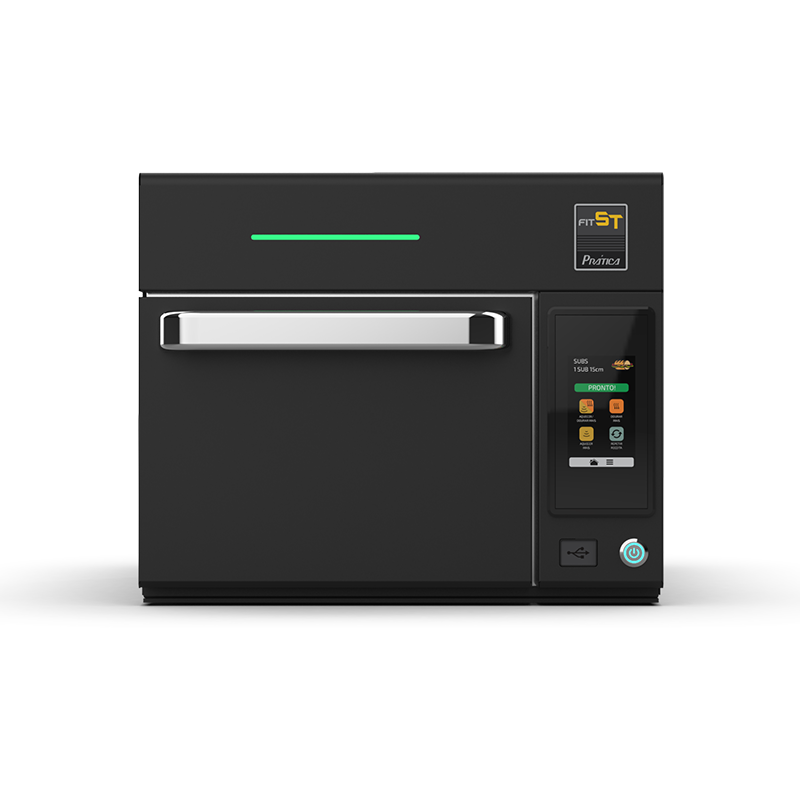 Pratica Fit ST ventless high-speed oven in black, front view