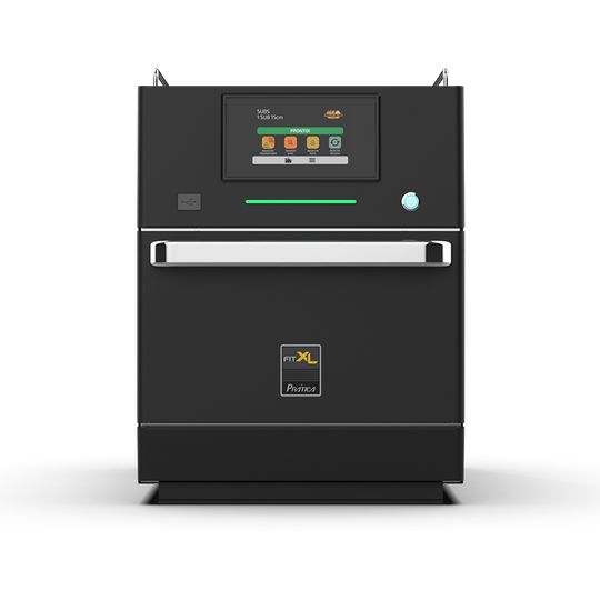 Pratica Fit XL ventless high-speed oven in black, front view