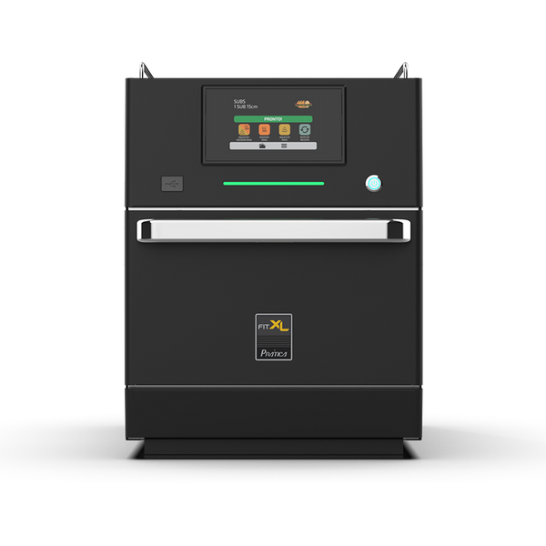 Pratica Fit XL ventless high-speed oven in black, front view