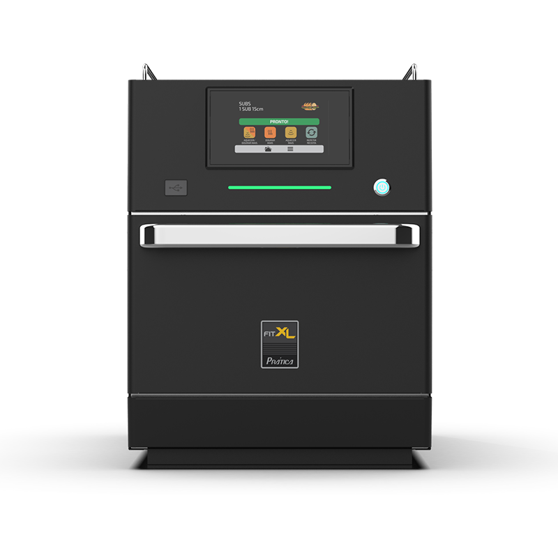 Pratica Fit XL ventless high-speed oven in black, front view