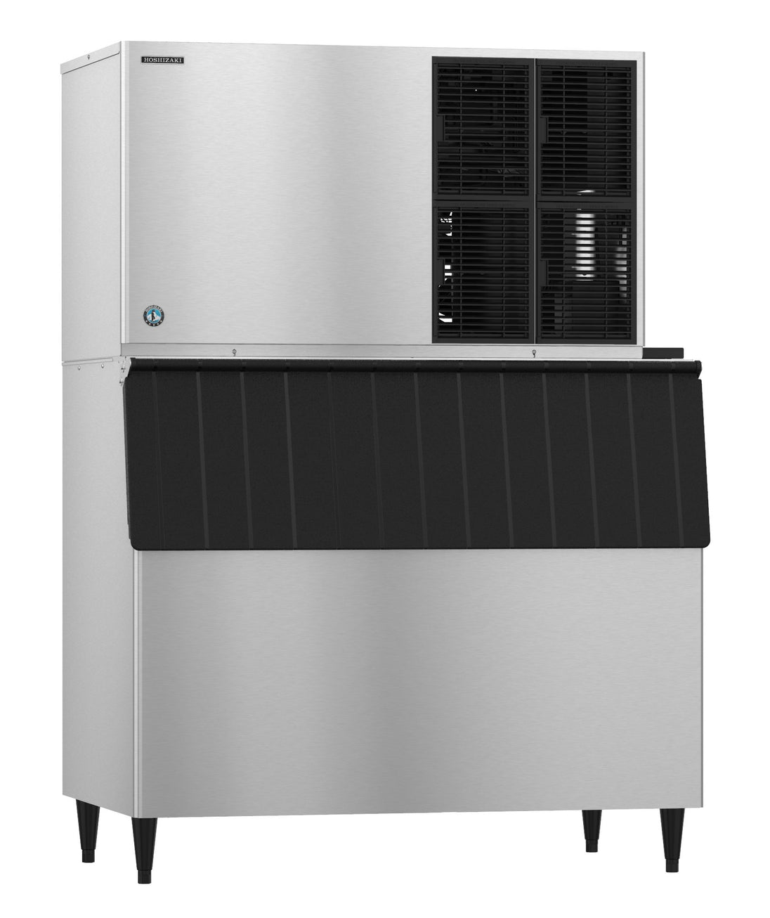 Hoshizaki KM-1301S series crescent cube ice machine on a B-900SF storage bin