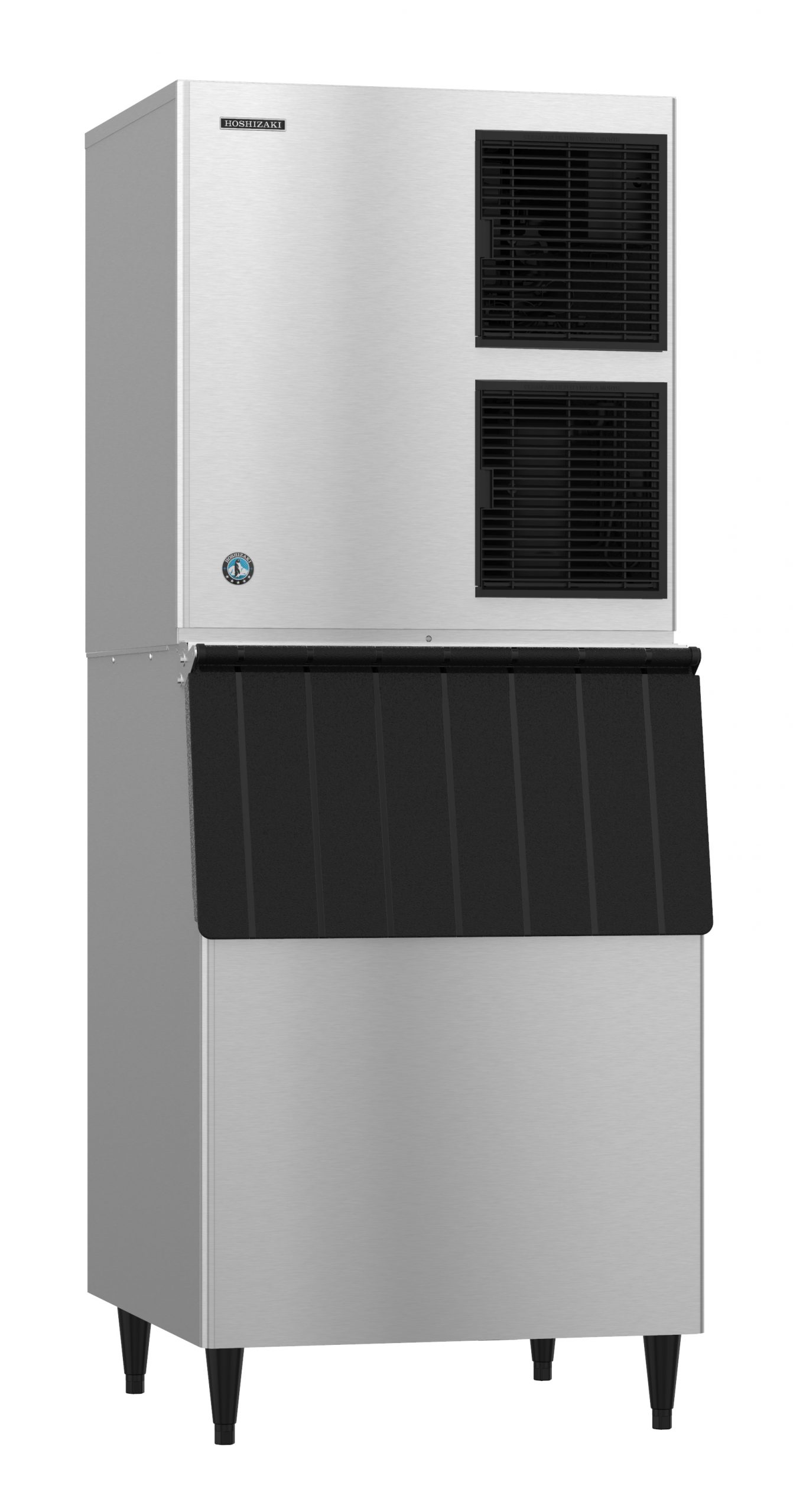 Hoshizaki KM-901MAJ ice machine head shown on a B-500SF storage bin