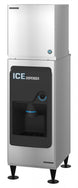 Hoshizaki KMD-410MWJ ice machine head shown on a DB-130H ice dispenser, left view