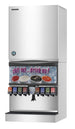 Hoshizaki KMS-2000MLJ ice machine head on a 30 inch storage bin, left view