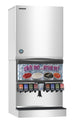 Hoshizaki KMS-2000MLJ ice machine head on a 30 inch storage bin, angled view