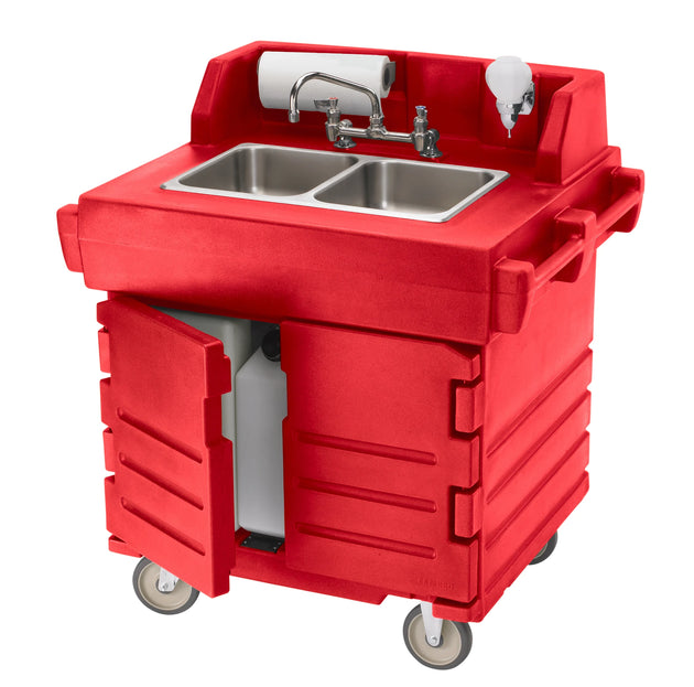 Cambro KSC402158 CamKiosk electric hand sink cart in Hot Red