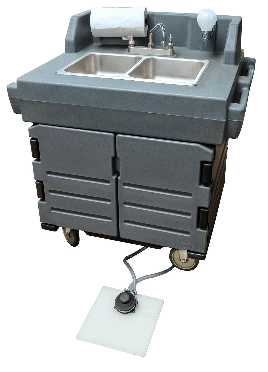 Cambro KSC402CFP191 Camkiosk foot pump hand sink cart in granite gray