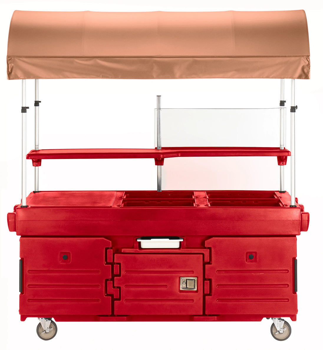Cambro KVC854C158 CamKiosk vending cart with canopy Hot Red