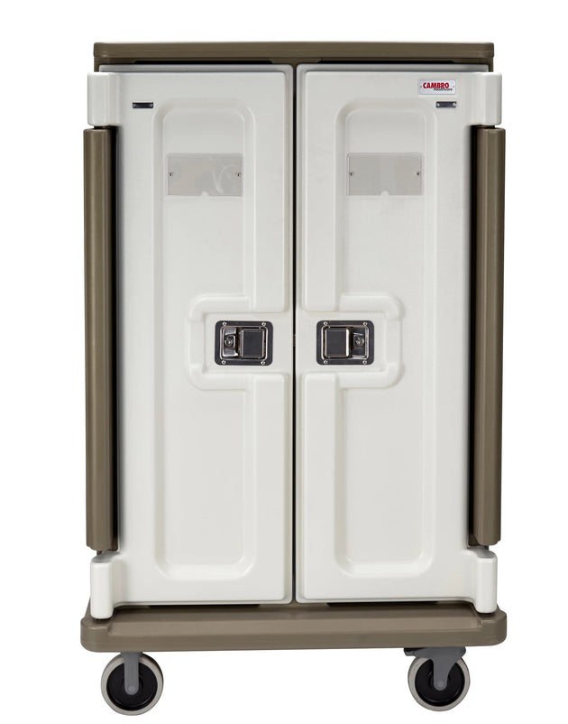 Cambro MDC1520T20194 tall 20 tray meal delivery cart in Granite Sand