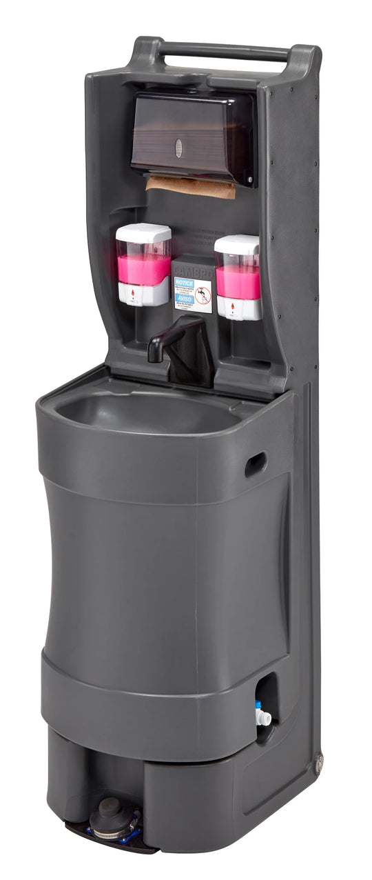 Cambro MHWS18615 mobile hand wash station foot pump cart Charcoal Gray