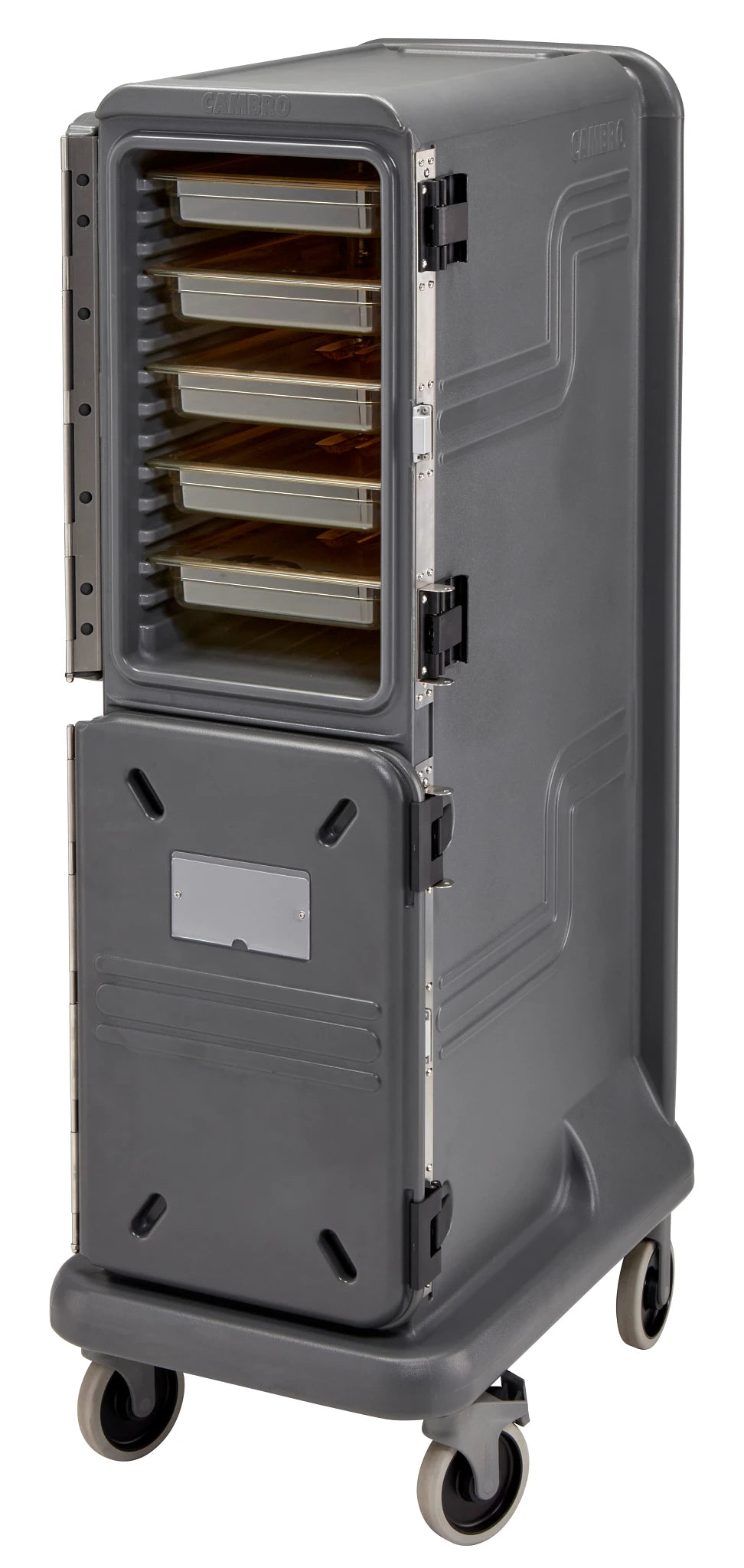Cambro PCU1000HH615 Pro Cart Ultra 1000 pan carrier, 2 active hot compartments, charcoal gray