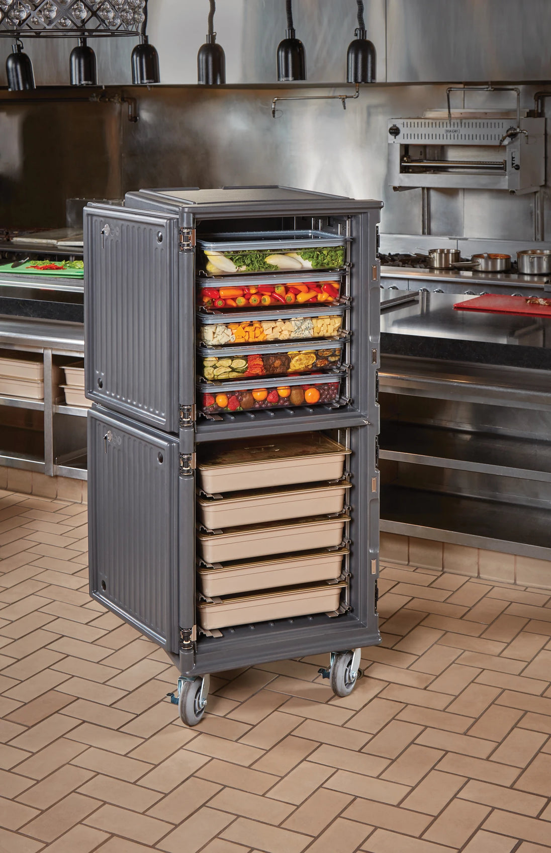 Cambro PCUCH2615 cold hot tall Pro Cart Ultra insulated food transport cart Charcoal Gray