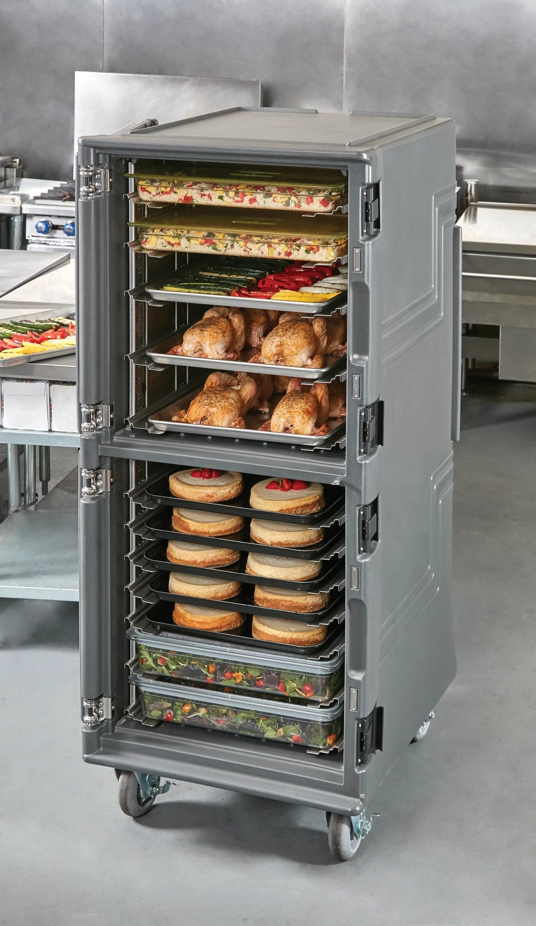 Cambro PCUHC2615 hot cold tall Pro Cart Ultra insulated food transport cart Charcoal Gray