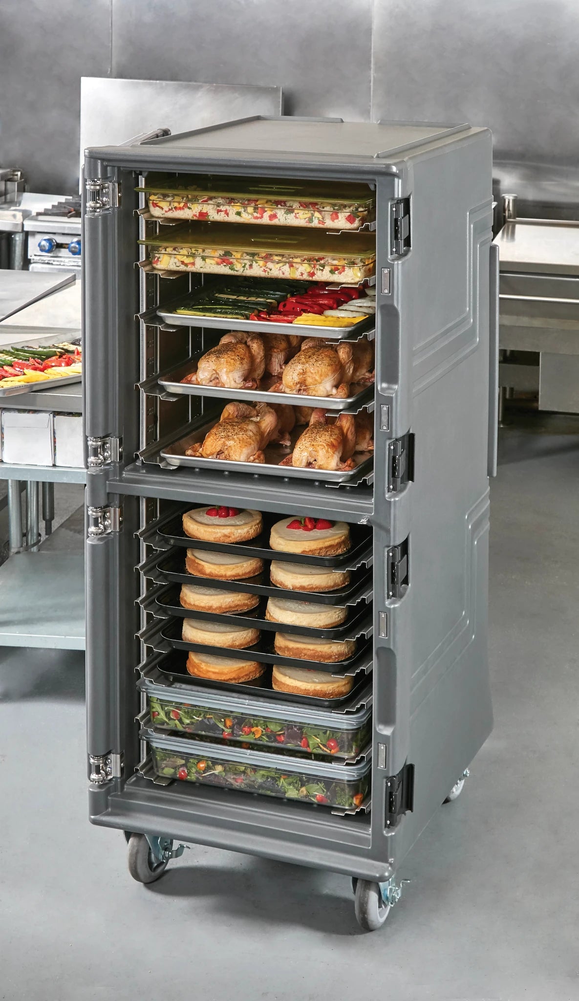 Cambro PCUHC2615 hot cold tall Pro Cart Ultra insulated food transport cart Charcoal Gray
