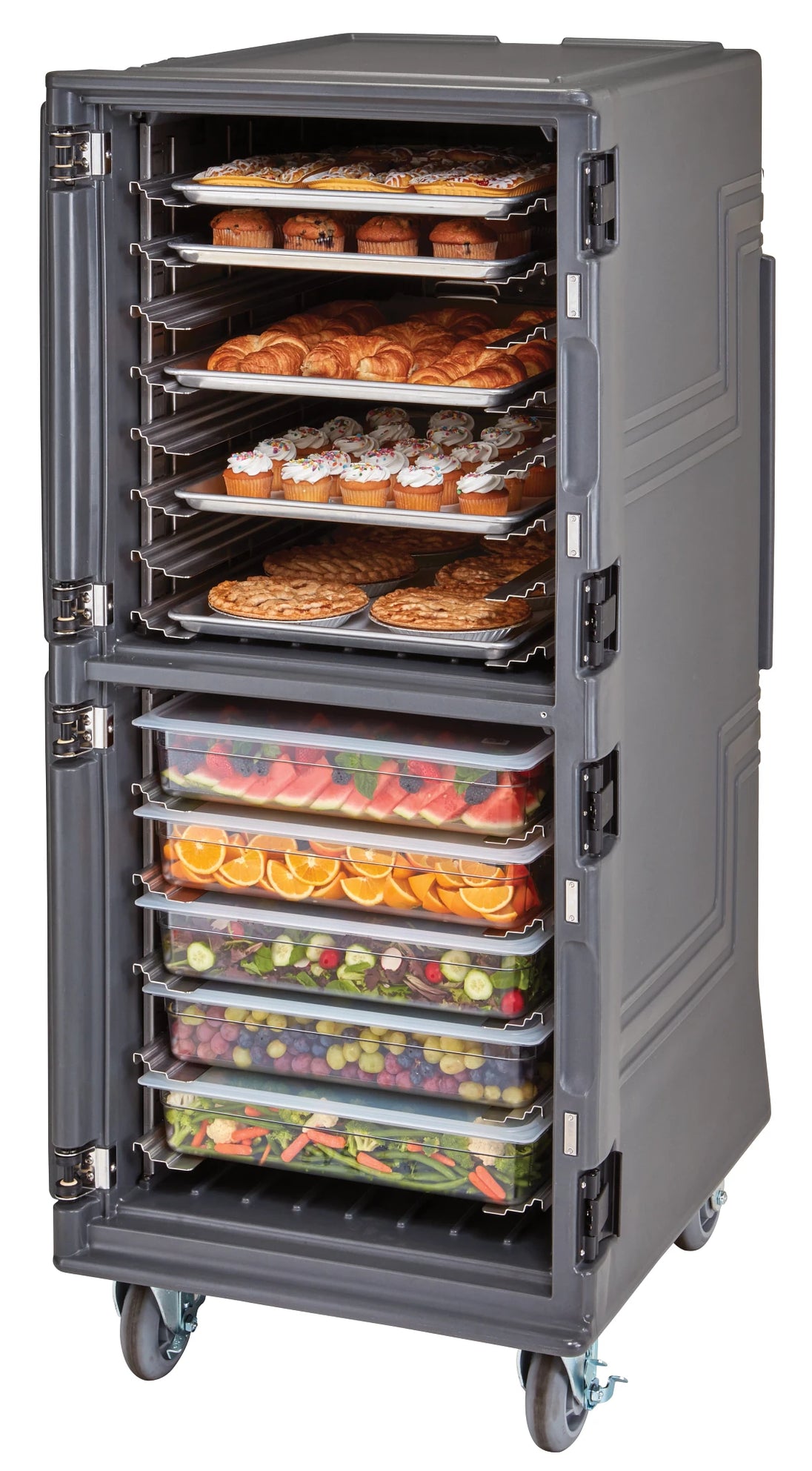 Cambro PCUPC2615 passive cold tall Pro Cart Ultra insulated food transport cart Charcoal Gray