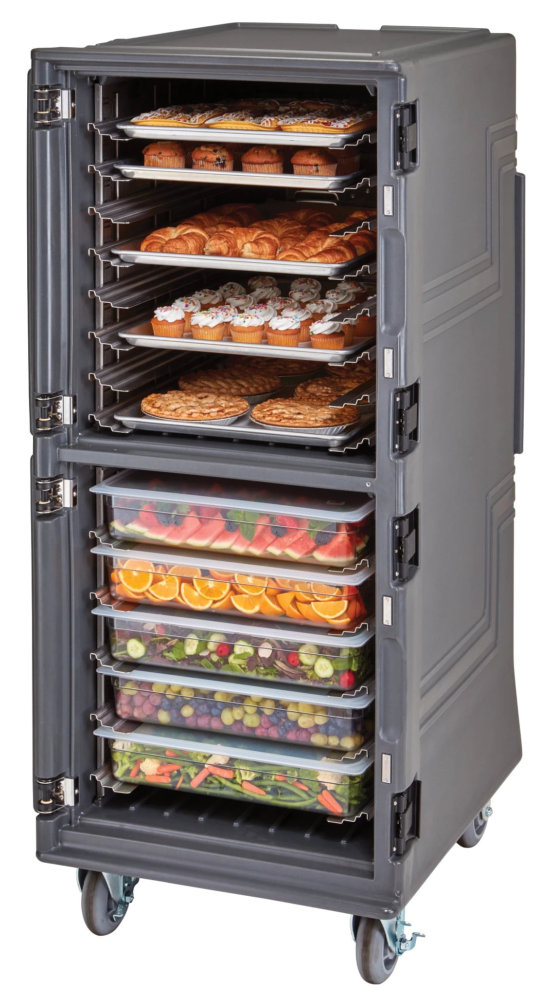 Cambro PCUPC2615 passive cold tall Pro Cart Ultra insulated food transport cart Charcoal Gray