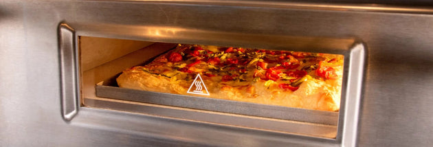 Ampto PZA series pizza oven baking chamber with refractory brick deck