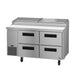 Hoshizaki PR60B-D4 60 inch Steelheart pizza prep table with four stainless steel drawers