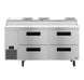 Hoshizaki PR67B-D4 pizza prep table front view showing four drawer bank