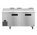 Front view of the Hoshizaki PR67B pizza prep table with stainless doors