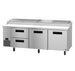 Hoshizaki PR93B-D2 93 inch Steelheart pizza prep table with two drawers and doors