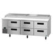 Hoshizaki PR93B-D6 93 inch Steelheart pizza prep table with six stainless steel drawers