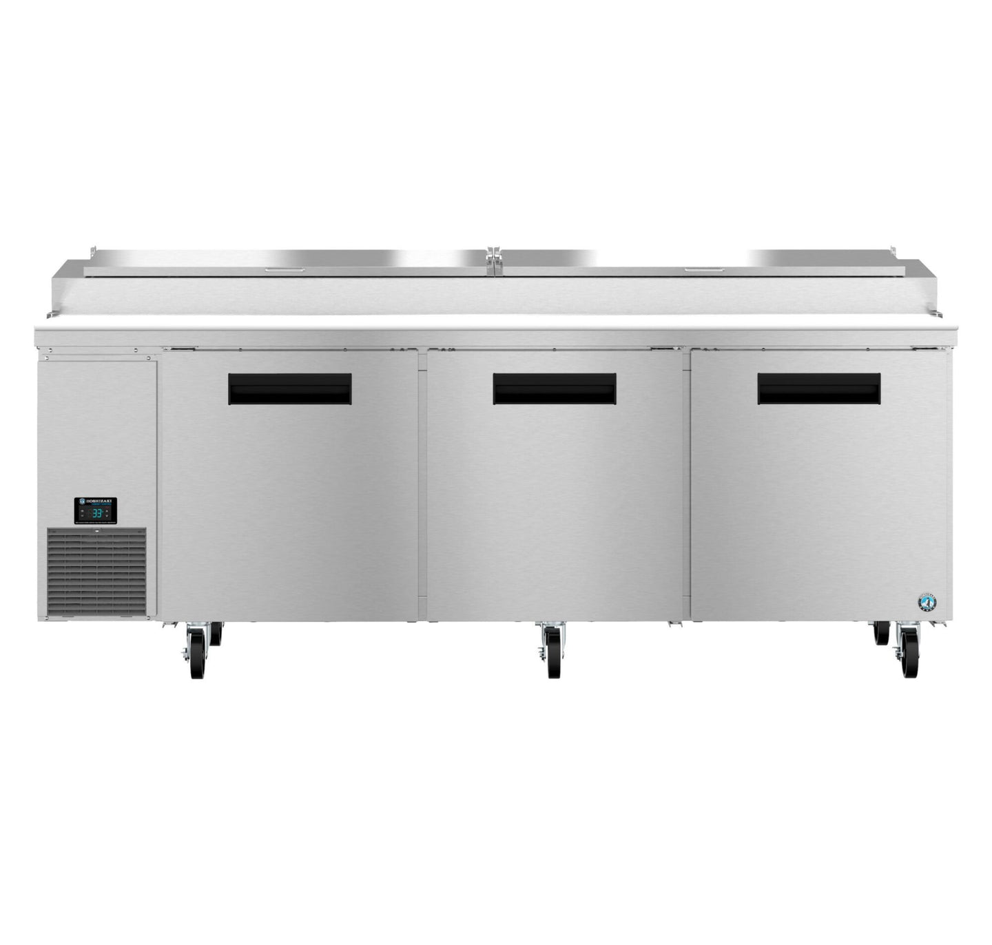 Hoshizaki PR93B pizza prep table front view with full length topping rail