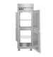 Hoshizaki PT1A-HS-HS pass-thru refrigerator with half doors open showing interior shelving