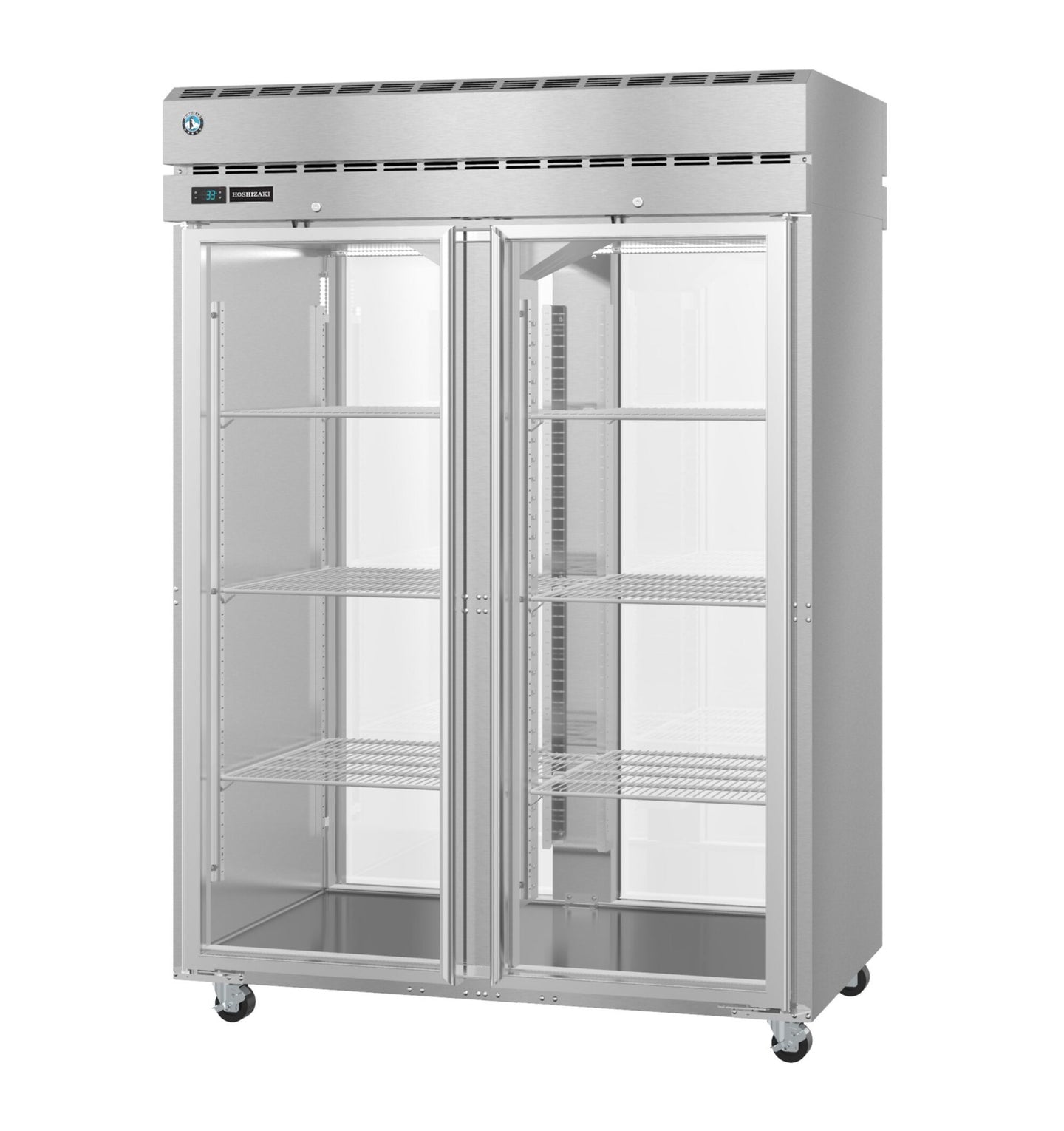 Left side view of the Hoshizaki PT2A-FG-FG two section pass-thru refrigerator