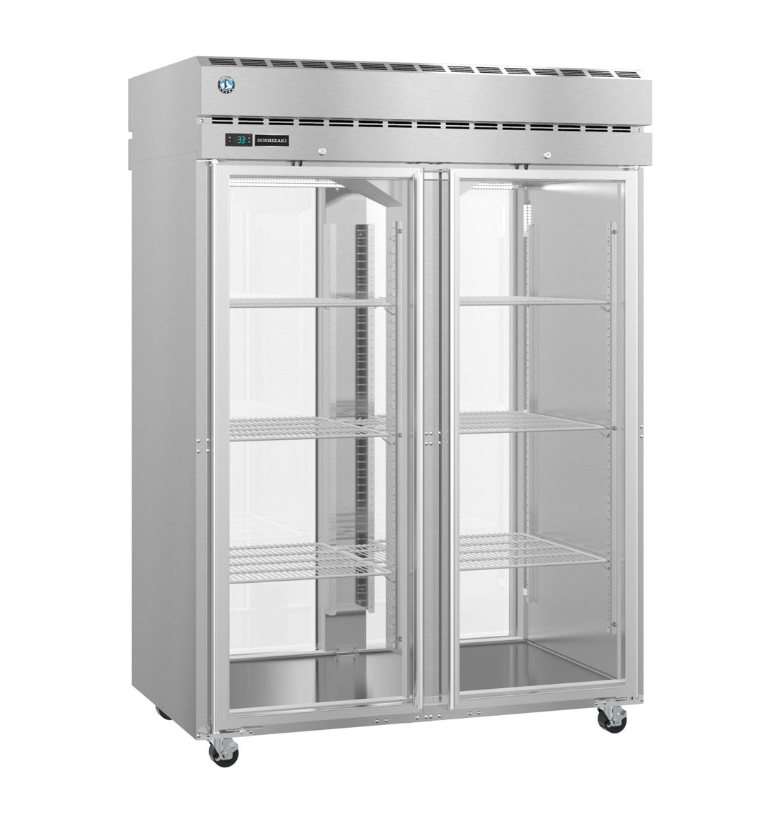 Right side view of the Hoshizaki PT2A-FG-FG two section pass-thru refrigerator